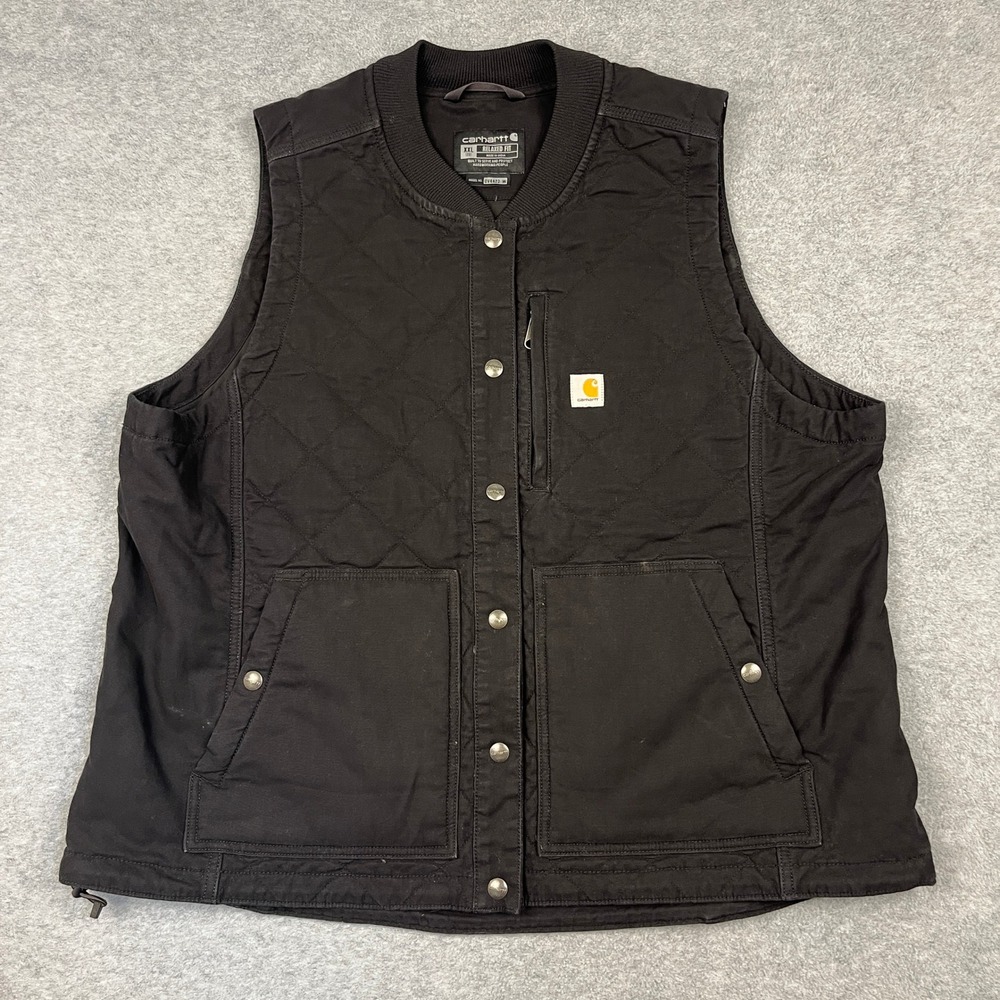 Carhartt Vest Womens XXL Black OV4423-W Relaxed Fit Quilted Canvas Workwear
